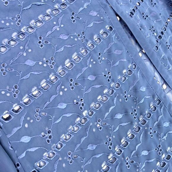 Chico's Cardigan Sweater Women Large Eyelet Embroidered Sheer Long New Navy - Picture 3 of 12